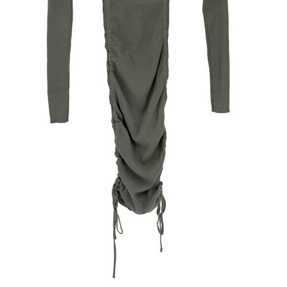 ACOA Collection Scrunch Side Ribbed Stretchy Bodycon Dress Sage Green Small - Picture 8 of 11